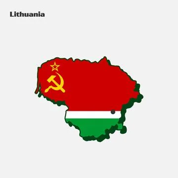 Nation Flag Map Lithuania Stock Illustration