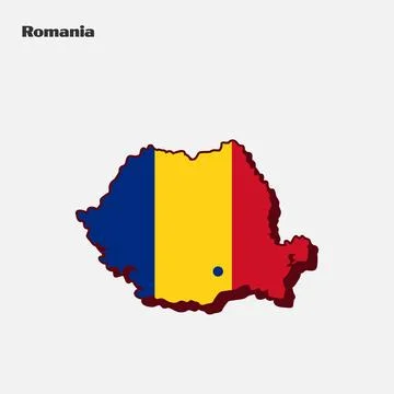 Nation Flag Map Romania Stock Illustration