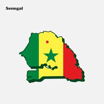 Nation Flag Map Senegal Stock Illustration