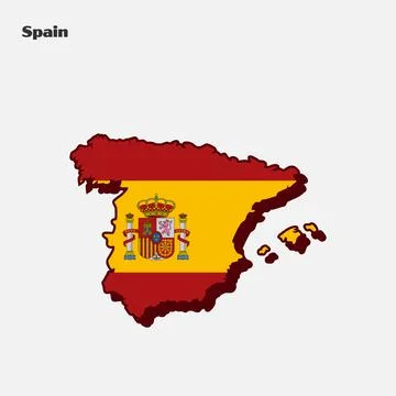 Nation Flag Map Spain Stock Illustration