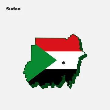 Nation Flag Map Sudan Stock Illustration