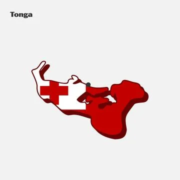 Nation Flag Map Tonga Stock Illustration