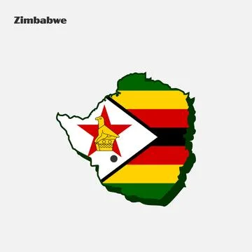 Nation Flag Map Zimbabwe Stock Illustration
