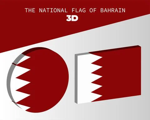 THE NATIONAL 3D FLAG OF BAHRAIN VECTOR DESIGN Stock Illustration
