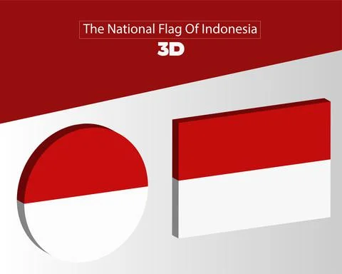 The National 3d Flag Of indonesia vector design Stock Illustration