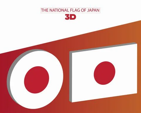 The national 3d flag of japan vector design Stock Illustration