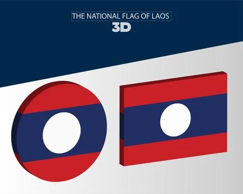 The national 3D flag of laos vector design Stock Illustration