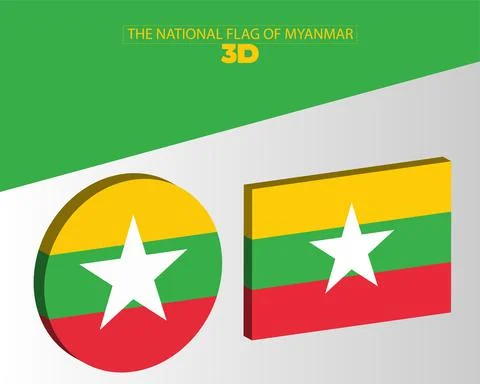 The national 3d flag of myanmar vector design Stock Illustration