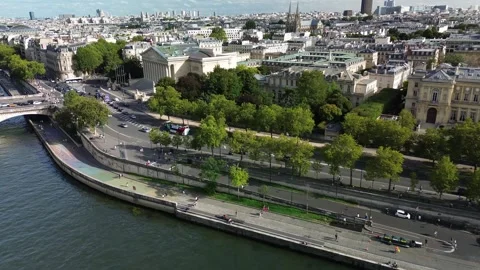 National Assembly historical building facing Seine river, Paris in France. Stock Footage 248405875
