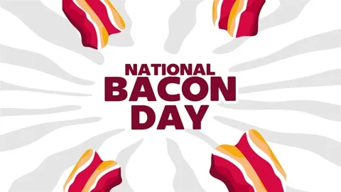National Bacon Day with delicious bacon Stock Footage 313571653