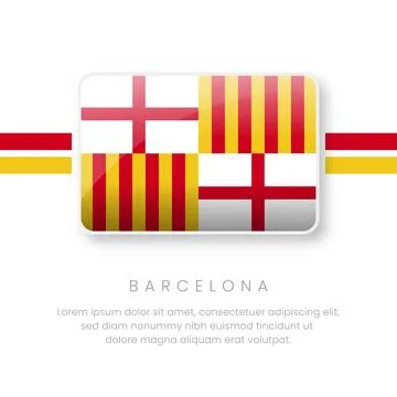 National Barcelona Flag.Vector Barcelona Button Flag. Realistic National Fl.. Stock Illustration