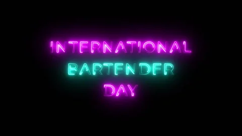 National Bartender Day with neon text effect in black background. Seamless loopi Stock Footage 291688277
