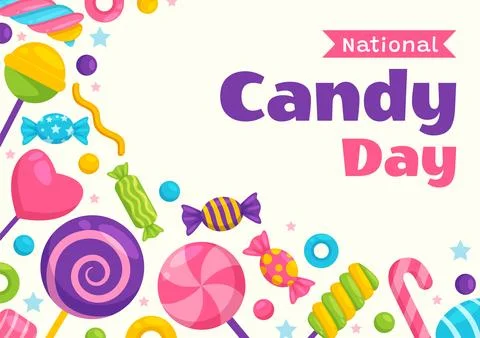 National Candy Day Vector Illustration with Different Types of Candies and .. Stock Illustration