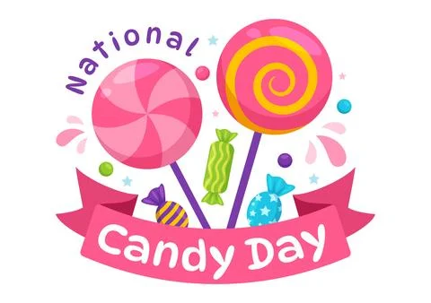 National Candy Day Vector Illustration with Different Types of Candies and .. Stock Illustration