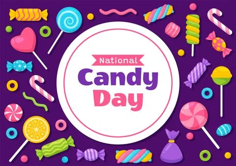 National Candy Day Vector Illustration with Different Types of Candies and .. Stock Illustration