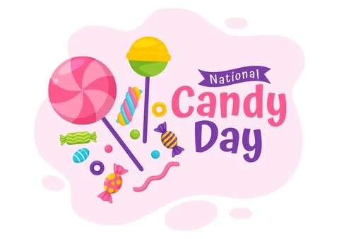 National Candy Day Vector Illustration with Different Types of Candies and .. Stock Illustration