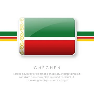 National Chechen Flag.Vector Chechen Button Flag. Realistic National Flag D.. 스톡 일러스트