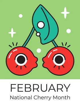 National Cherry month concept vector. Event is celebrated in February. Cartoo 스톡 일러스트