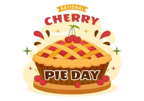 National Cherry Pie Day Vector Illustration on February 20 with Food of Pas.. Stock Illustration