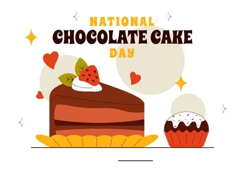 National Chocolate Cake Day Vector Illustration Featuring a Sweet And Delic.. Stock Illustration