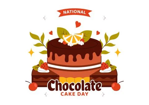 National Chocolate Cake Day Vector Illustration Featuring a Sweet And Delic.. Stock Illustration