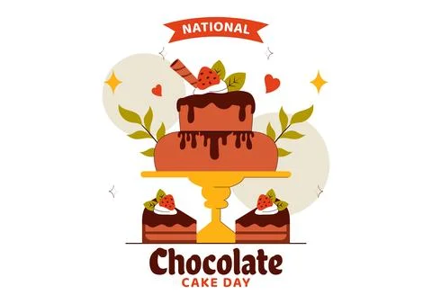National Chocolate Cake Day Vector Illustration Featuring a Sweet And Delic.. Stock Illustration