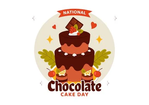 National Chocolate Cake Day Vector Illustration Featuring a Sweet And Delic.. Stock Illustration