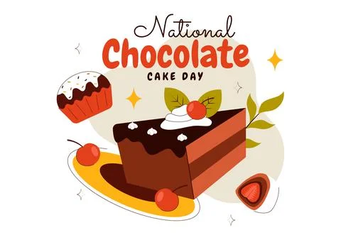National Chocolate Cake Day Vector Illustration Featuring a Sweet And Delic.. Stock Illustration