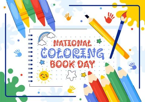 National Coloring Book Day Vector Illustration for August 2nd Featuring Col.. Stock Illustration