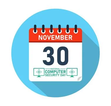 National Computer Security Day November 30 Calendar Graphic Design Stock Illustration