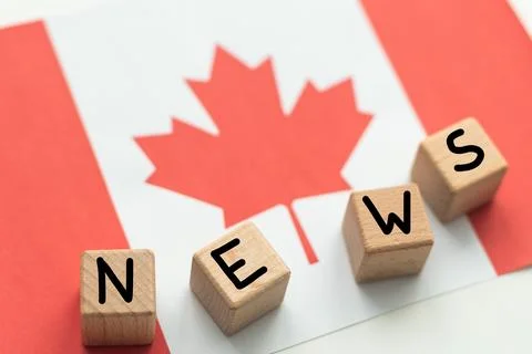 National concept. Against the background of the flag of Canada, a sign with the Stock Photos