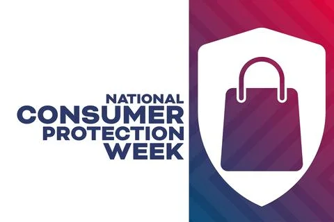 National Consumer Protection Week. Vector illustration. Holiday poster. Illustrazione stock