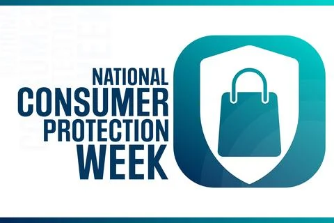 National Consumer Protection Week. Vector illustration. Holiday poster. Illustrazione stock