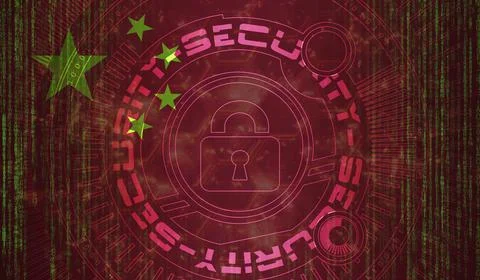 National cyber Security of China on digital background  Data protection, Safe イラスト素材