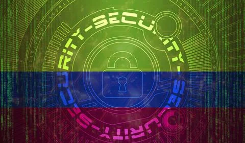 National cyber Security of Colombia on digital background  Data protection, S Stock Illustration