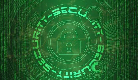 National cyber Security of Libya on digital background  Data protection, Safe Illustrazione stock