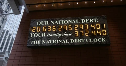 National debt clock calculator deficit economy recession budget economic Stock Footage
