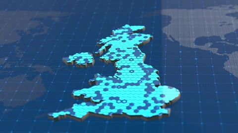 National Digital Network Cybersecurity Map Of The UK Stock Footage 310943454