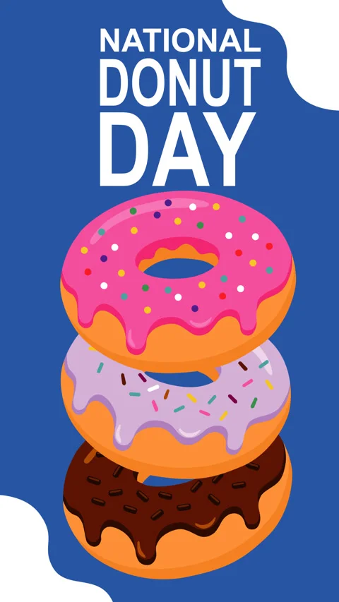 National Donut Day Colorful Stack Sweet Dessert Concept 库存影片 333907235