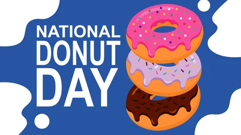 National Donut Day Sweet Stack Colorful Glazed Donuts 库存影片 333908295
