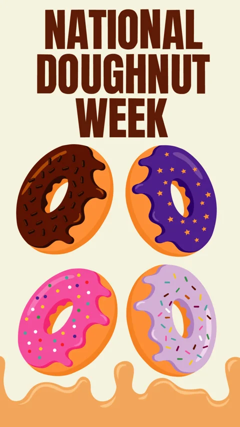 National Doughnut Week Assorted Sweet Donuts Celebration 库存影片 333908741