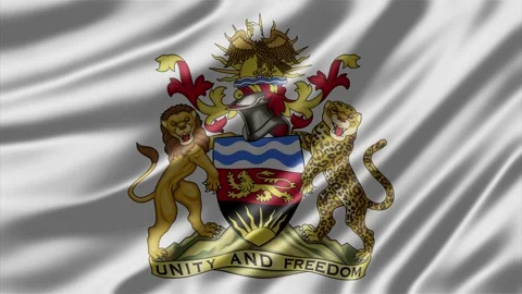 National emblem of Malawi displayed on a smooth white fabric waving in soft Stock Footage 344041817