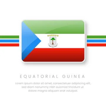 National Equatorial Guinea Flag.Vector Equatorial Guinea Button Flag. Reali.. Stock Illustration