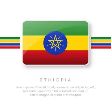 National Ethiopia Flag.Vector Ethiopia Button Flag. Realistic National Flag.. Stock Illustration