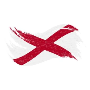 National Flag Of Alabama, Designed Using Brush Strokes Isolated On A White Stock Illustration