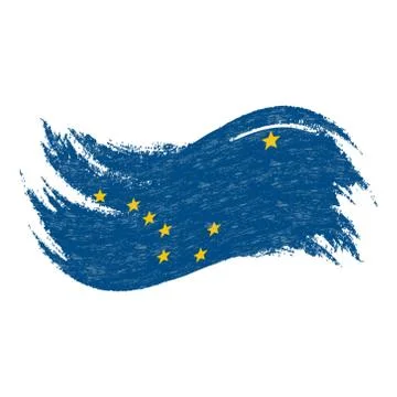 National Flag Of Alaska, Designed Using Brush Strokes Isolated On A White Stock Illustration