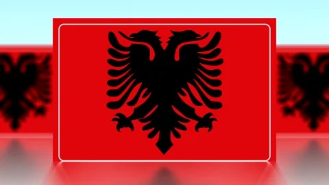 National flag of albania with doubleheaded eagle emblem on red background d.. Stock Footage 343647465