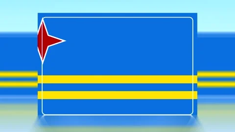 National flag of Aruba featuring a blue field with two horizontal yellow st.. Видео 343647871