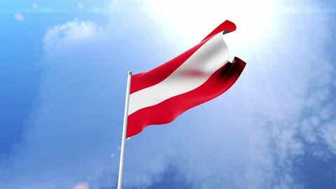 National Flag of Austria Waving in the Wind in Slow Motion Stock Footage 100728637