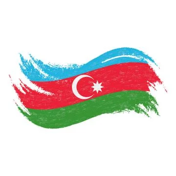National Flag Of Azerbaijan, Designed Using Brush Strokes,Isolated On A White Stock Illustration